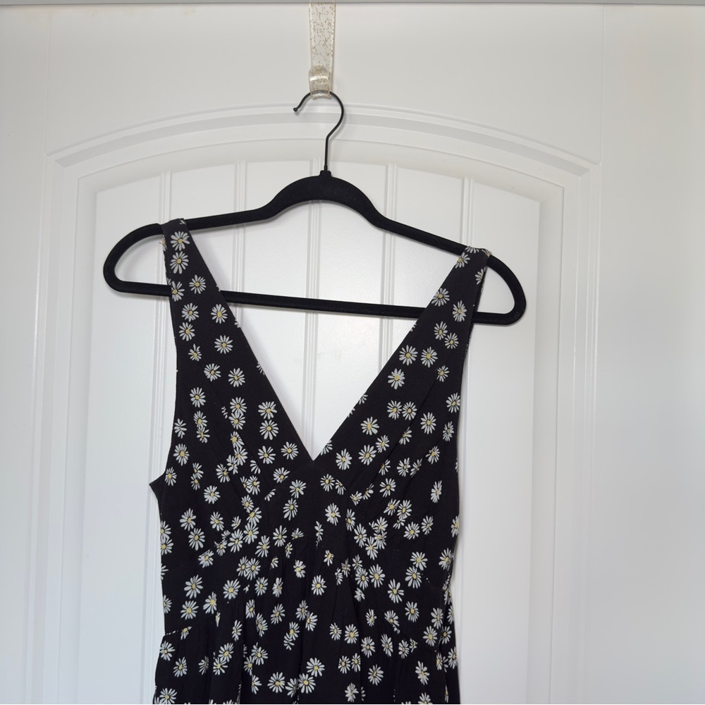 Gap‎ Small Black Ditsy Floral Bow Tie Back Ruffle Tiered Hem Mini Dress Flirty - Picture 7 of 10